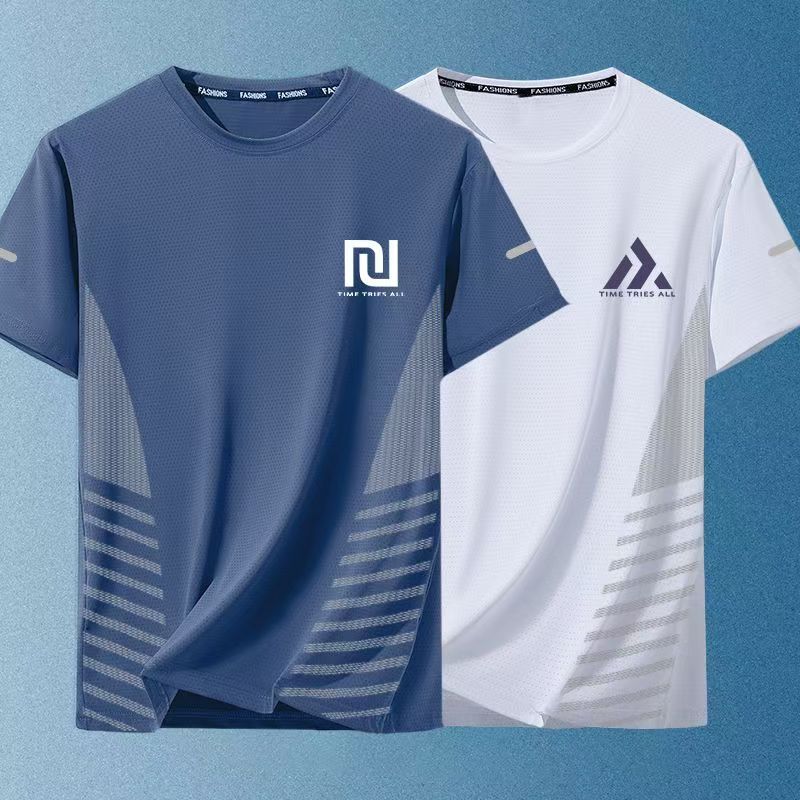 2-PCS Men's New Summer Trendy Ice Silk Tees, Streetwear Crew Neck Loose Fit Short Sleeve T-Shirts, Breathable Lightweight Soft Casual Tops, Fashion Half Sleeve Shirts for Men Daily Outdoor Wear