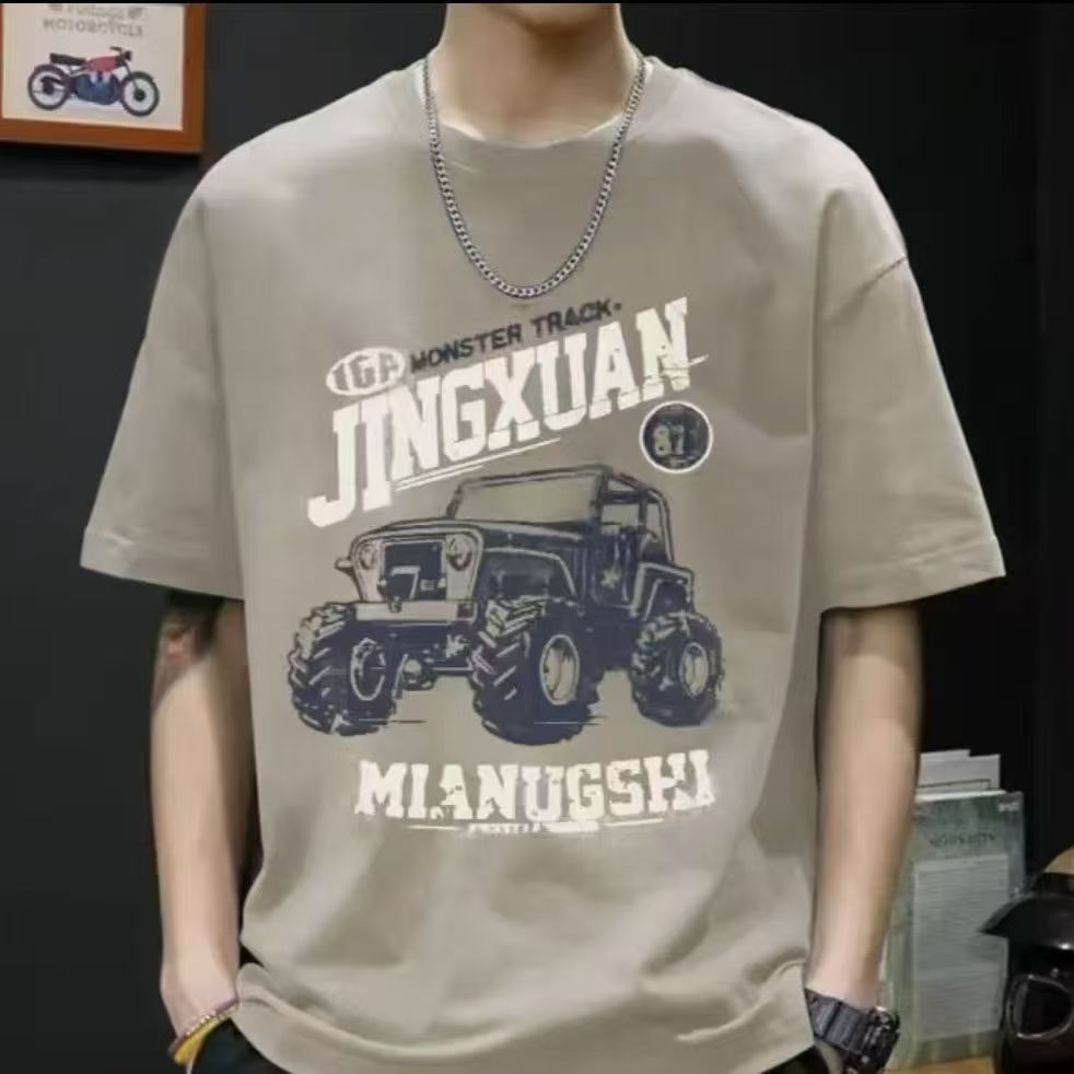 100% Cotton Cool Motorcycle Style T-Shirt for Men | High-Temp Print, No Peeling | Loose Fit Breathable Casual Tee | Trendy Streetwear for Summer