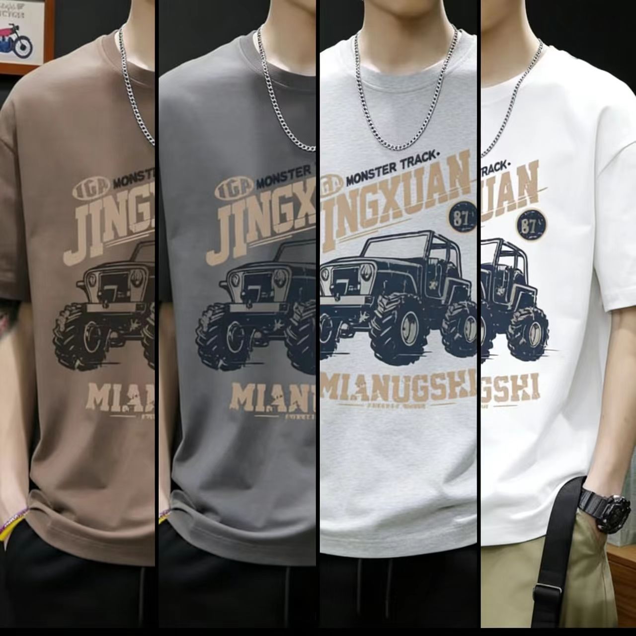 100% Cotton Cool Motorcycle Style T-Shirt for Men | High-Temp Print, No Peeling | Loose Fit Breathable Casual Tee | Trendy Streetwear for Summer