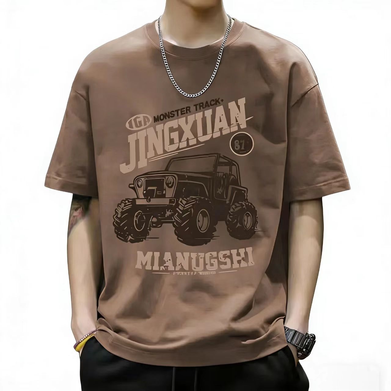 100% Cotton Cool Motorcycle Style T-Shirt for Men | High-Temp Print, No Peeling | Loose Fit Breathable Casual Tee | Trendy Streetwear for Summer