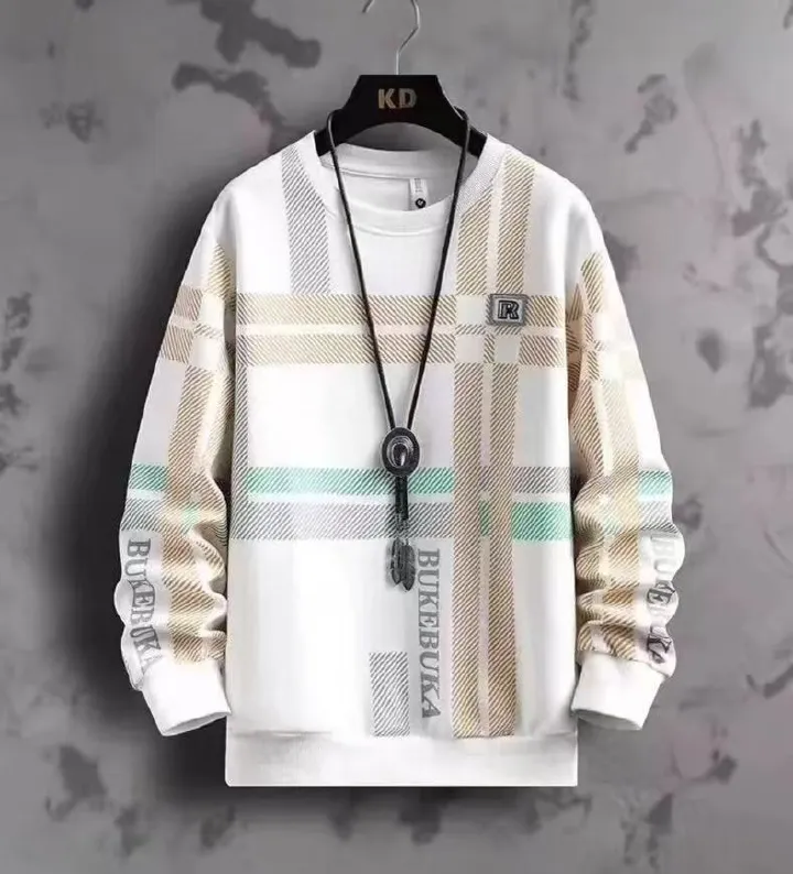 Men's High-End Fashion Color Block Crew Neck Sweatshirt, New Long Sleeve T-Shirt, Casual Inner Layer Pullover Top