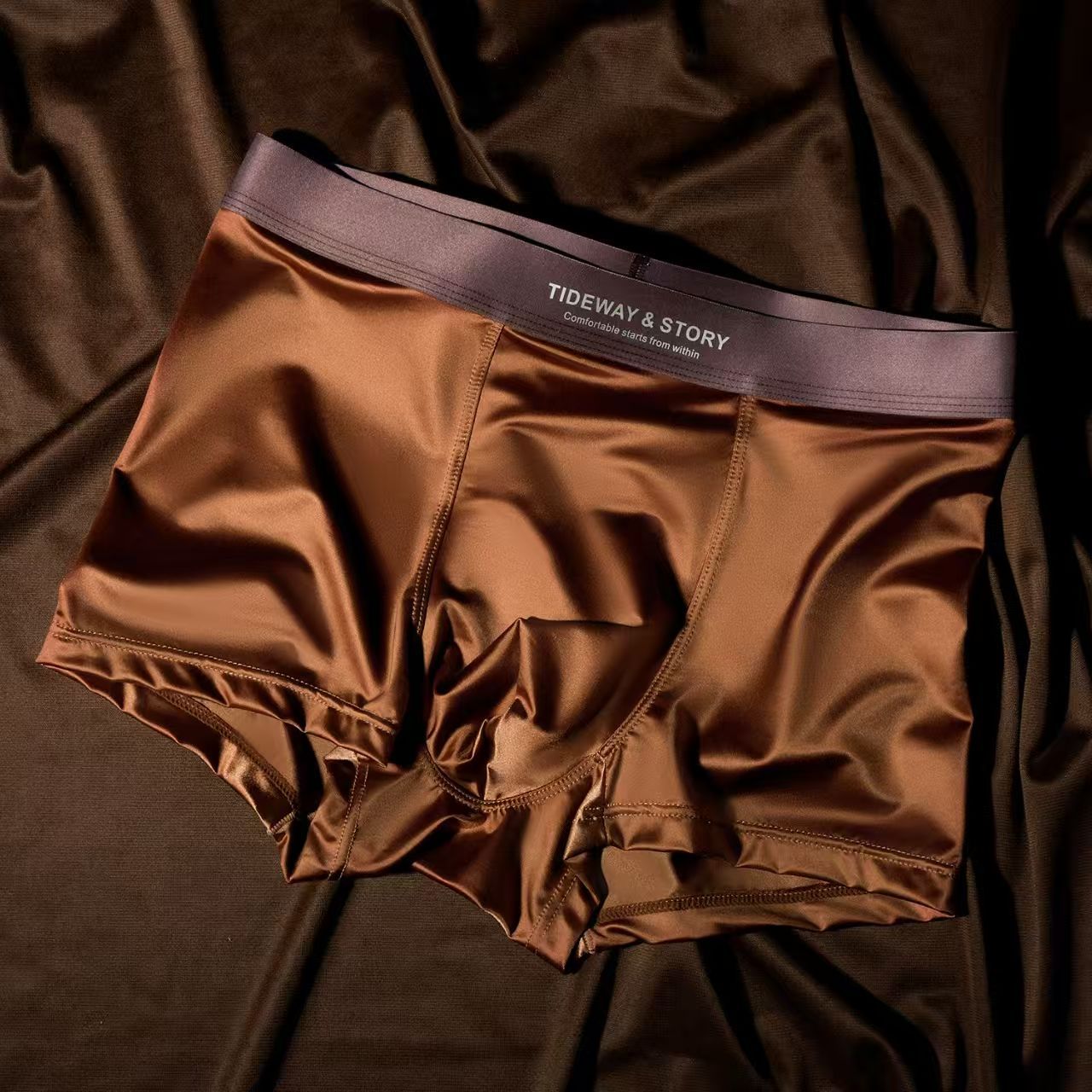New Men's Satin Luxury Underwear, Summer Breathable Men's Boxer Briefs, loose ，Soft & Smooth and comforable