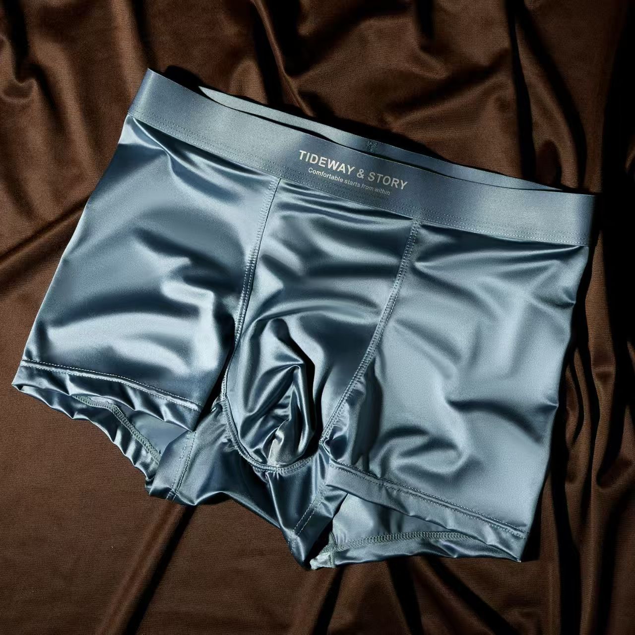 New Men's Satin Luxury Underwear, Summer Breathable Men's Boxer Briefs, loose ，Soft & Smooth and comforable