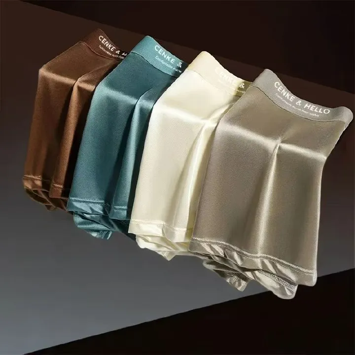 New Men's Satin Luxury Underwear, Summer Breathable Men's Boxer Briefs, loose ，Soft & Smooth and comforable