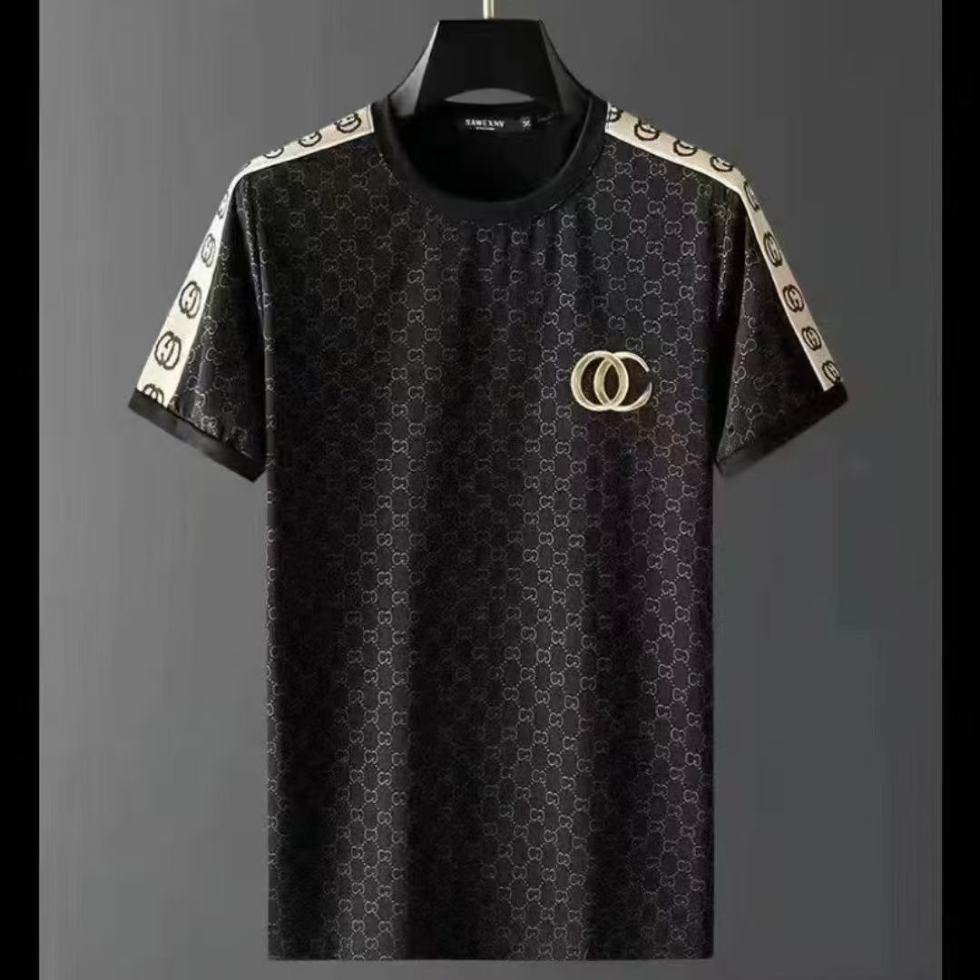 Men's Fashion 2 Piece Outfits, Luxury Style Embroidered Short Sleeve T-Shirt & Jogger Pants/Shorts Set, Casual Streetwear Sportswear for Summer, Breathable Quick Dry Matching Tracksuit for Men