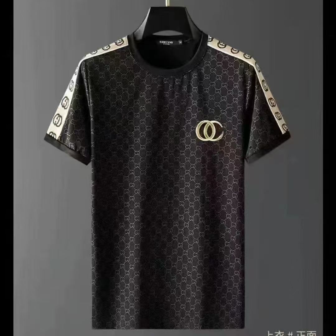 Men's Fashion 2 Piece Outfits, Luxury Style Embroidered Short Sleeve T-Shirt & Jogger Pants/Shorts Set, Casual Streetwear Sportswear for Summer, Breathable Quick Dry Matching Tracksuit for Men