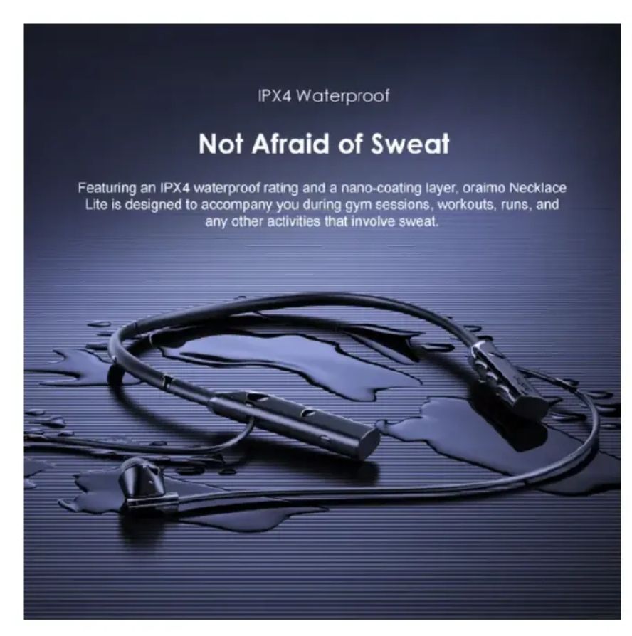 [Annivesary Offer] Oraimo Necklace Lite Call Vibration Wireless Headphones Audio and Video Sync in Game Noise Cancellation in Calls Dual Device Connection 30-hour Long Playtime Neck band