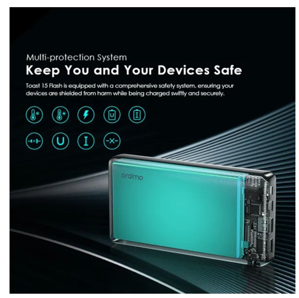 [Anniversary Special] Oraimo Toast 15 Flash 10000mAh Fast Charging Power Bank 3 Output Ports Charge Up to 3 Devices Simultaneously Type-C In & Out Wide Compatibility Power Bank