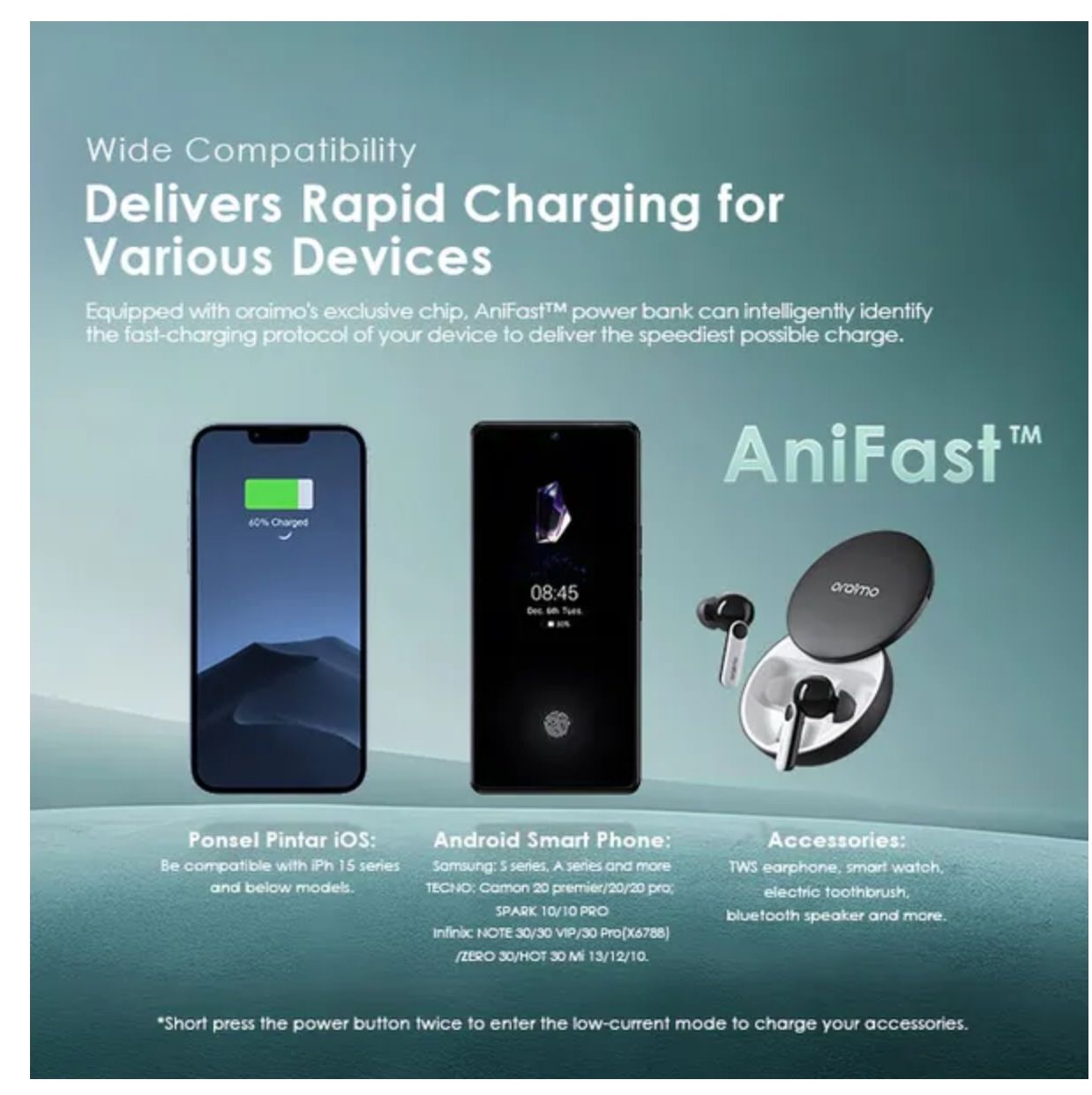 [Anniversary Special] Oraimo Toast 15 Flash 10000mAh Fast Charging Power Bank 3 Output Ports Charge Up to 3 Devices Simultaneously Type-C In & Out Wide Compatibility Power Bank