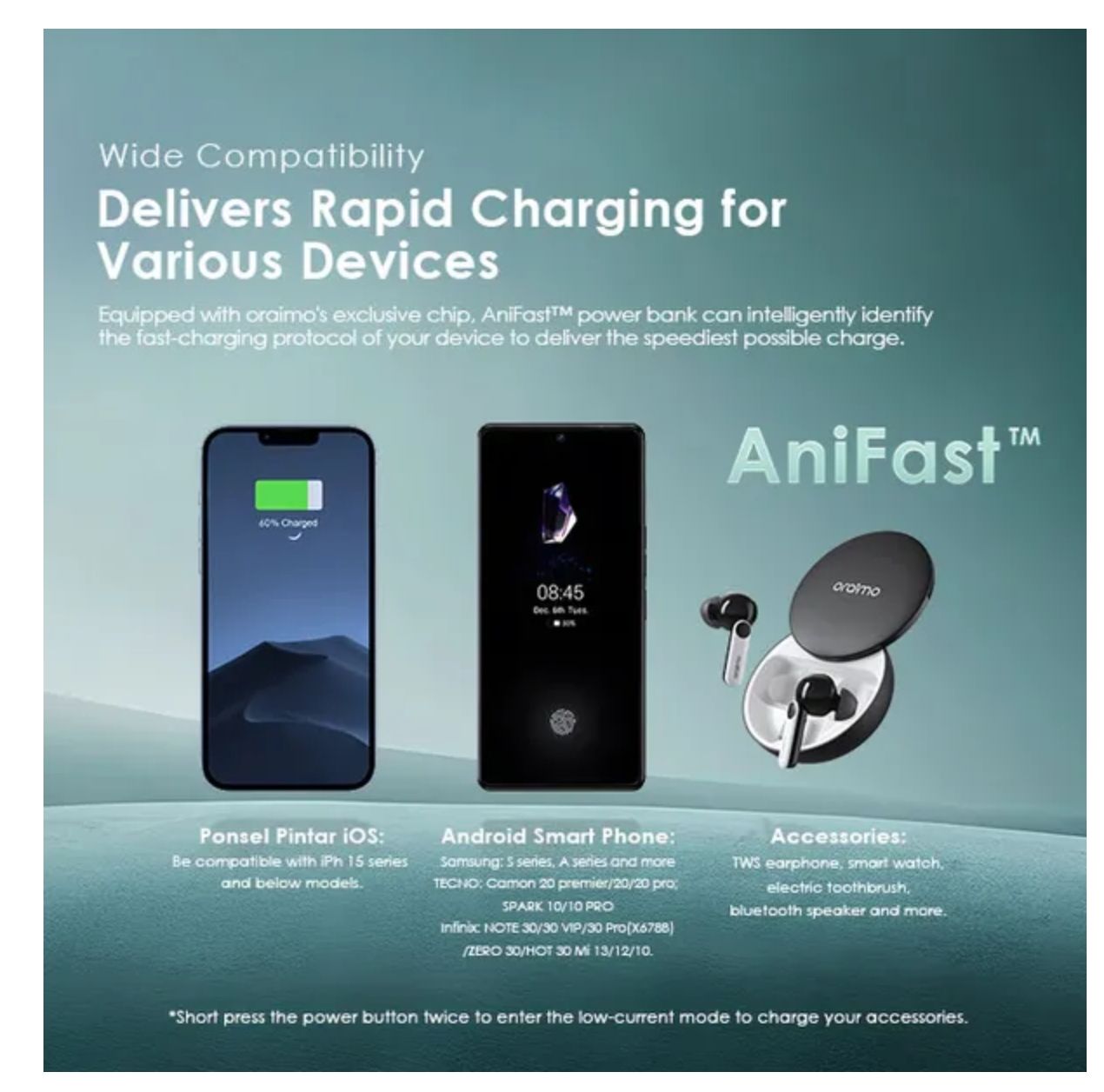 [Anniversary Special] Oraimo Toast 15 Flash 10000mAh Fast Charging Power Bank 3 Output Ports Charge Up to 3 Devices Simultaneously Type-C In & Out Wide Compatibility Power Bank