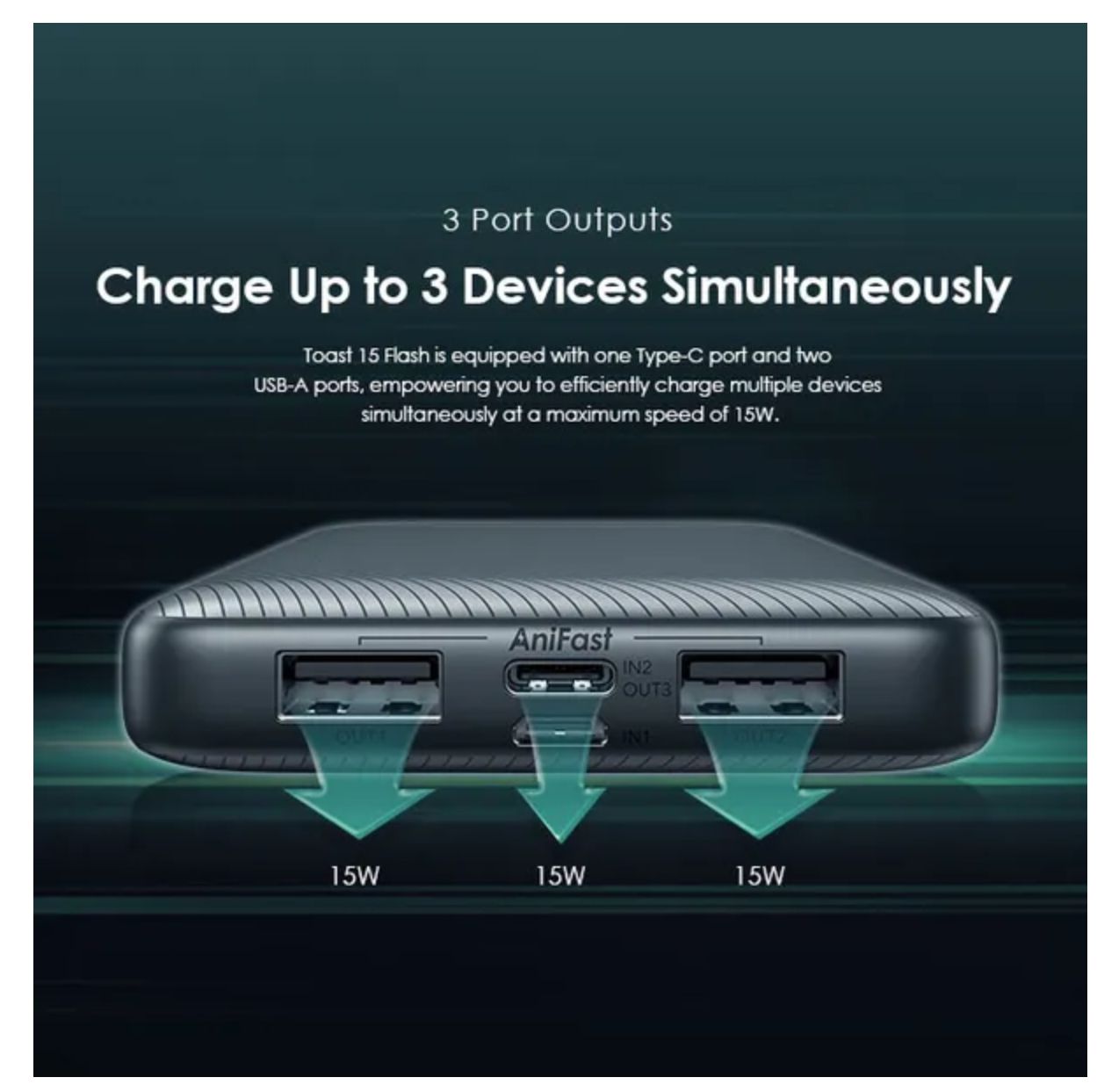 [Anniversary Special] Oraimo Toast 15 Flash 10000mAh Fast Charging Power Bank 3 Output Ports Charge Up to 3 Devices Simultaneously Type-C In & Out Wide Compatibility Power Bank