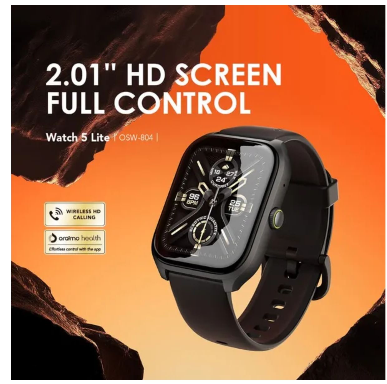 [Anniversay Deal] Oraimo Watch 5 Lite 2.01" HD IP68 Smart Watch AI-Generated Watch Faces Time Wireless HD Calling Blood Oxygen & Heart Rate Monitor IP68 Waterproof & Dustproof Smartwatch