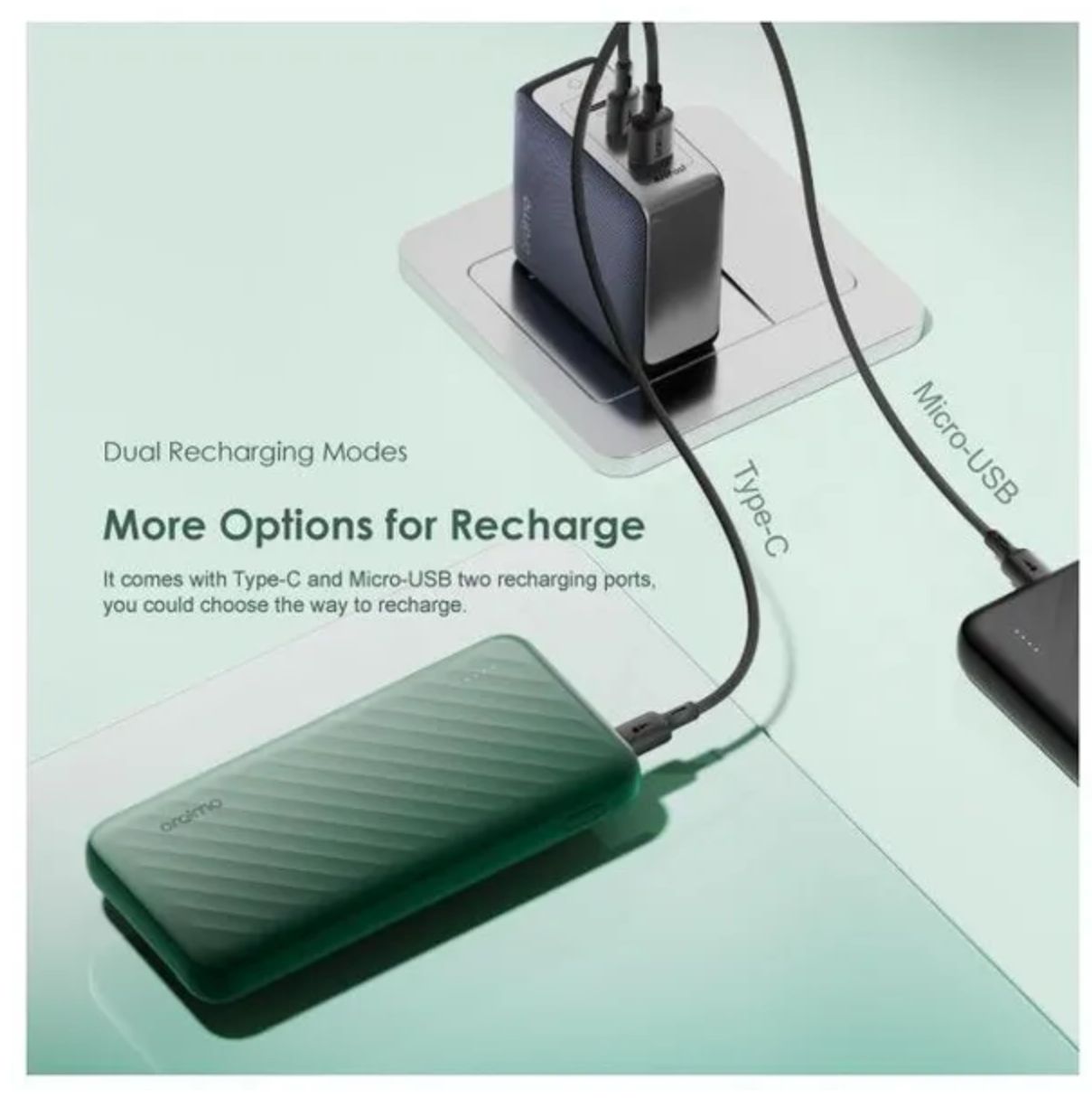 [Anniversary Special] Oraimo Slice Link 10000mAh 12W Power Bank 3 Built-in Charging Cables and 4 Outputs 12W Fast Charging 12W Fast Charging Universal Compatibility Multi-protection System Power Bank