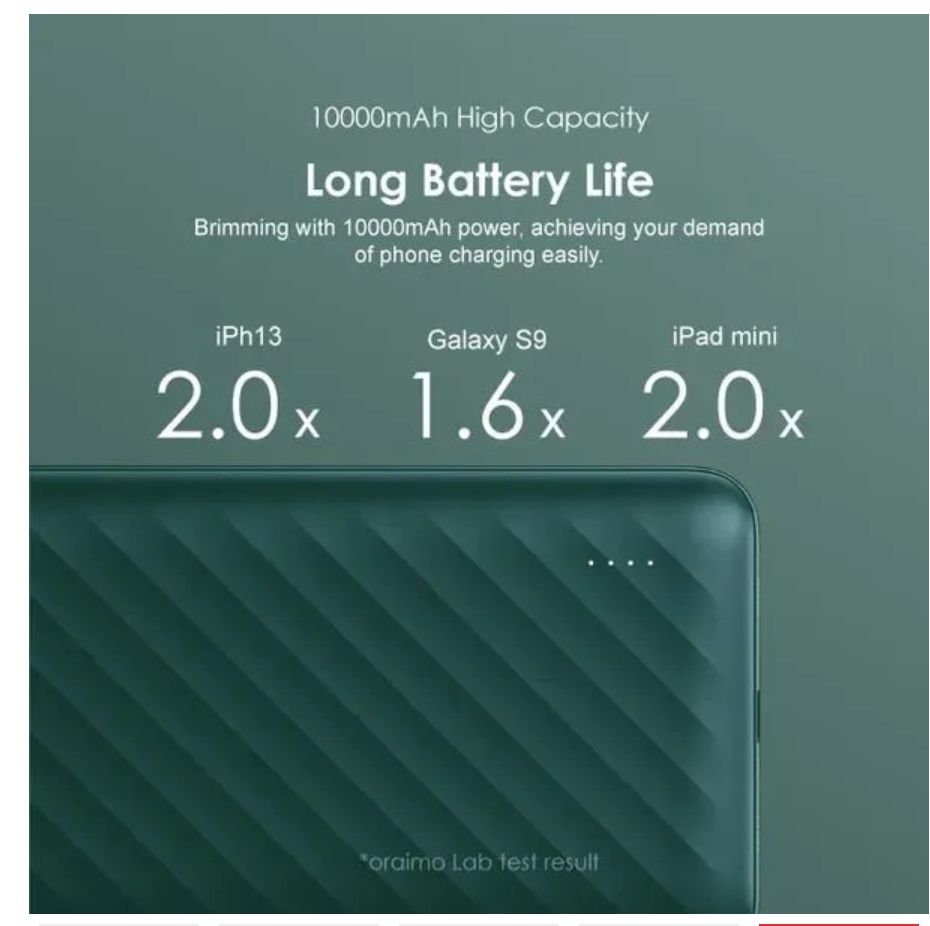 [Anniversary Deal] Oraimo Toast 10 Pd Pro II 10000mAh 20W Fast Charging Power Bank Secure Charging Widely Compatible Power Bank
