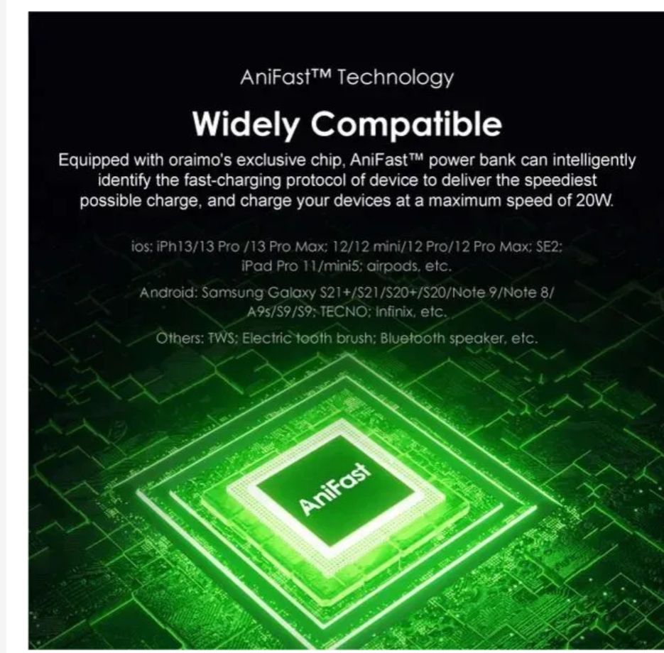 [Anniversary Deal] Oraimo Toast 10 Pd Pro II 10000mAh 20W Fast Charging Power Bank Secure Charging Widely Compatible Power Bank