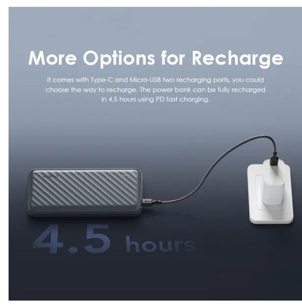 [New Arrival] Oraimo Slice Link Pro 10000mAh 22.5W Power Bank Fast Charging with 3 Built-in Charging Cables 3 Built-in Charging Cables and 4 Outputs Universal Compatibility Power Bank