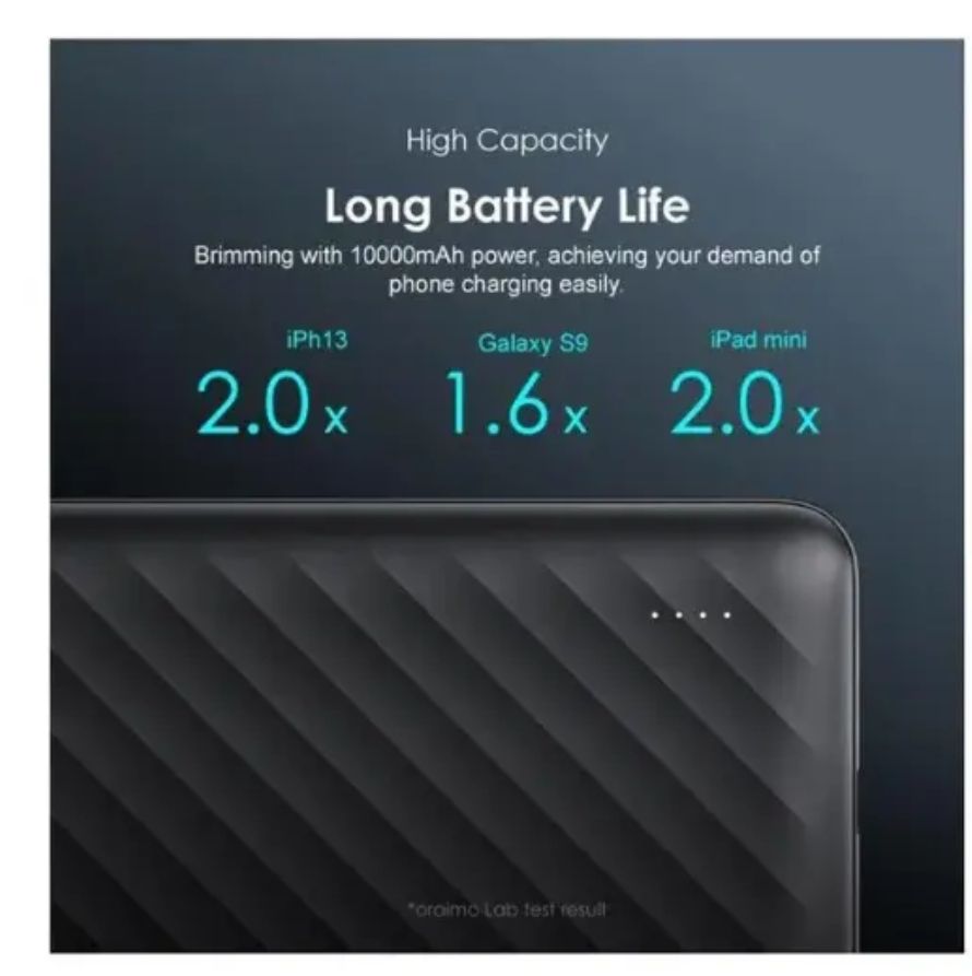 [Anniversary Deal] Oraimo Toast 10 Flash 10000mAh 12W Fast Charging Power Bank Secure Charging Widely Compatible Power Bank
