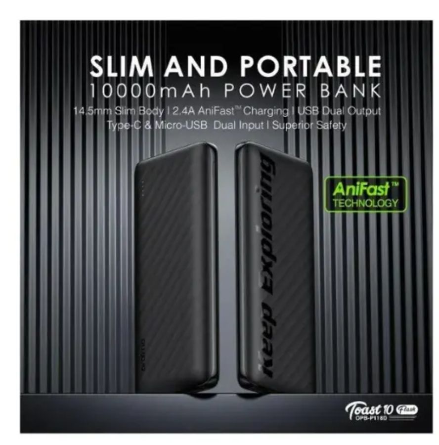 [Anniversary Deal] Oraimo Toast 10 Flash 10000mAh 12W Fast Charging Power Bank Secure Charging Widely Compatible Power Bank