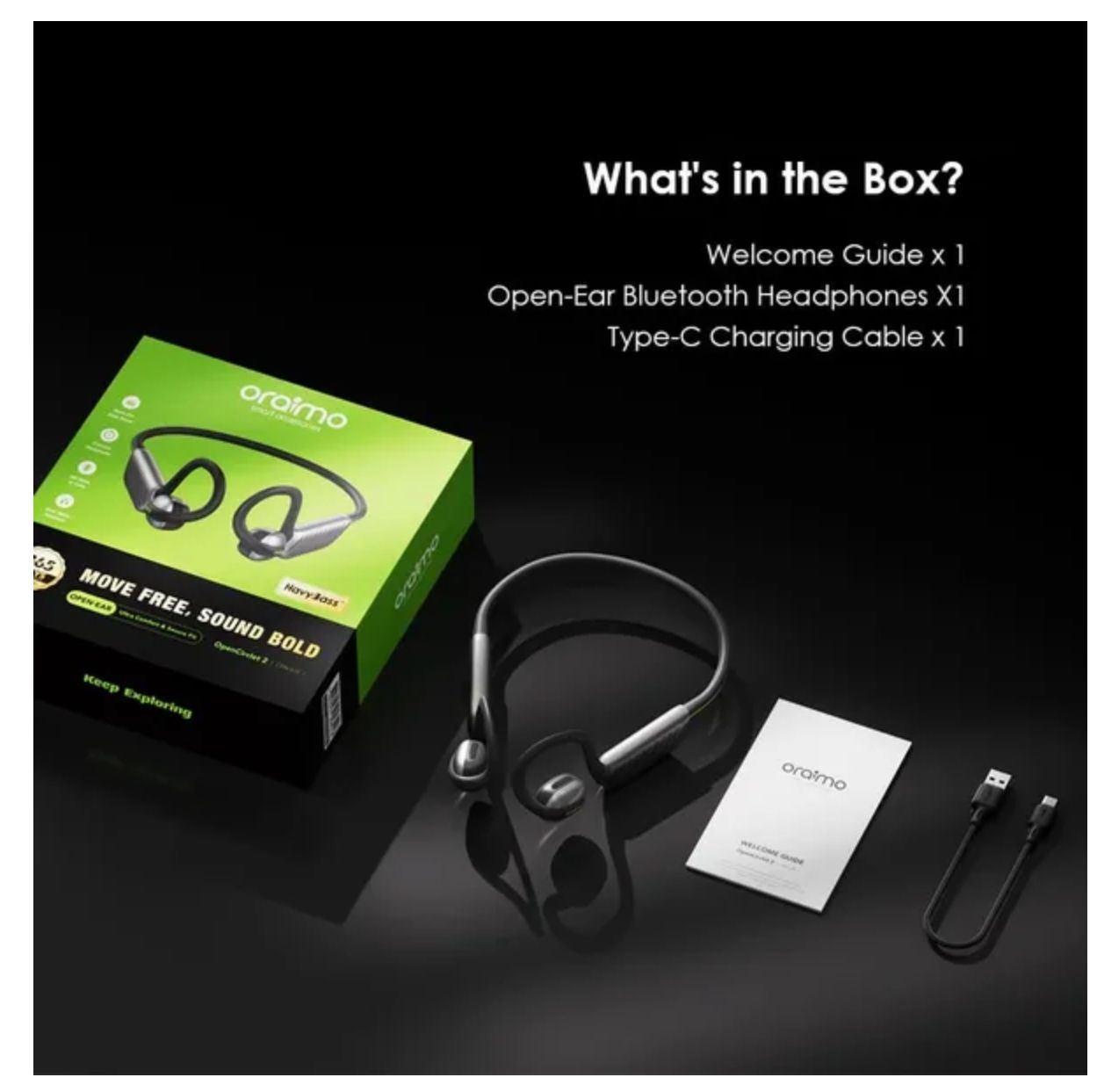 Oraimo OpenCirclet 2 IPX5 Steps Tracking Open-Ear Headphones Ultra Comfort & Secure Fit Open-Ear Bass Boost Exercise Pedometer HD Voice in Calls IPX5 Waterproof Google Pop-Up Notification Earphones