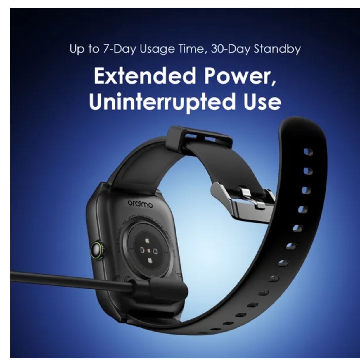 Oraimo Watch 5N 2.01'' TFT IP68 Smart Watch Up to 7-Day Usage Time 30-Day Standby Wireless HD Calling 100+ Sport Modes IP68 Waterproof & Dustproof AI-Generated Watch Faces Smartwatch