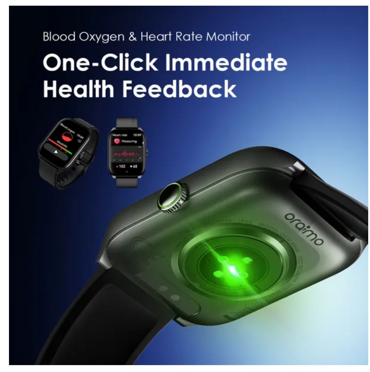 Oraimo Watch 5N 2.01'' TFT IP68 Smart Watch Up to 7-Day Usage Time 30-Day Standby Wireless HD Calling 100+ Sport Modes IP68 Waterproof & Dustproof AI-Generated Watch Faces Smartwatch