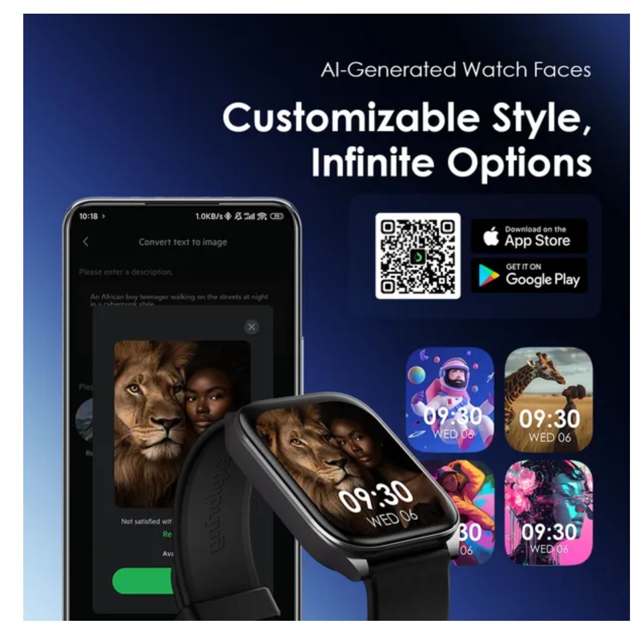 Oraimo Watch 5N 2.01'' TFT IP68 Smart Watch Up to 7-Day Usage Time 30-Day Standby Wireless HD Calling 100+ Sport Modes IP68 Waterproof & Dustproof AI-Generated Watch Faces Smartwatch