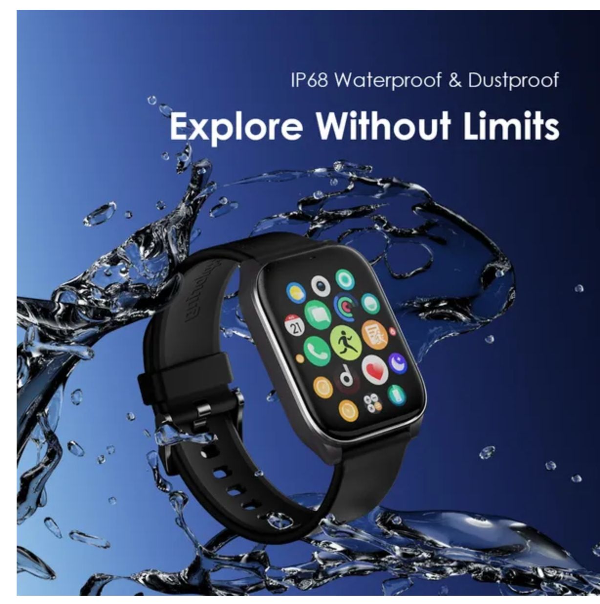 Oraimo Watch 5N 2.01'' TFT IP68 Smart Watch Up to 7-Day Usage Time 30-Day Standby Wireless HD Calling 100+ Sport Modes IP68 Waterproof & Dustproof AI-Generated Watch Faces Smartwatch