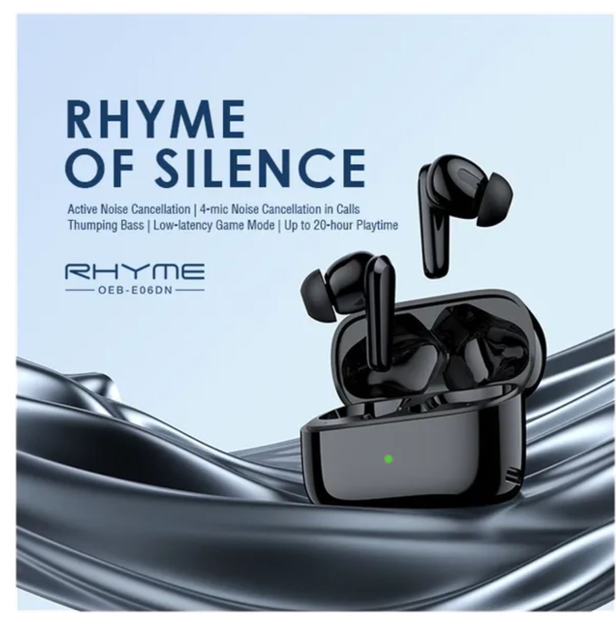 Oraimo Rhyme ANC True Wireless Earbuds Up to 20-hour Playtime Immersive Gaming 4-mic Noise Cancellation in Calls Thumping Bass Active Noise Cancellation Earbuds Earphones