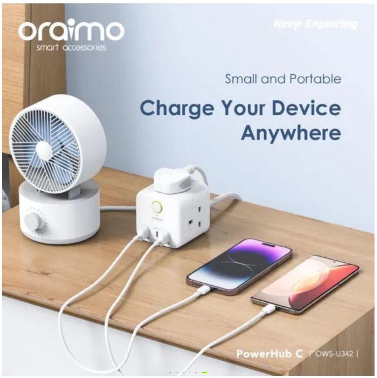 [Brand New] Oraimo PowerHub C 6in1 Cube   Compact  Multi-functional Power Expansion hub Fast charging High safety Fast Charger 20W Smart Fast Charging-Powered by AniFast™ Technology