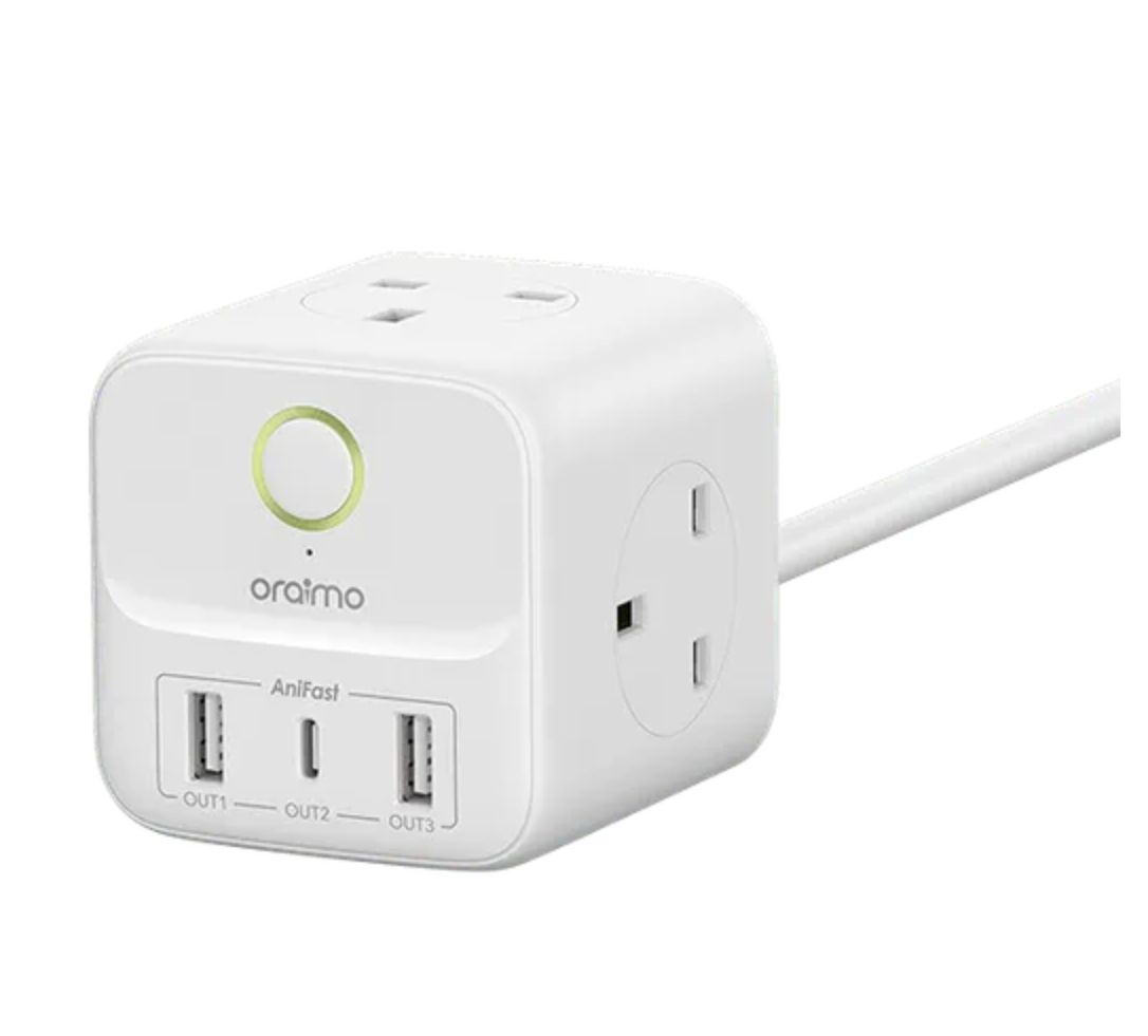 [Brand New] Oraimo PowerHub C 6in1 Cube   Compact  Multi-functional Power Expansion hub Fast charging High safety Fast Charger 20W Smart Fast Charging-Powered by AniFast™ Technology