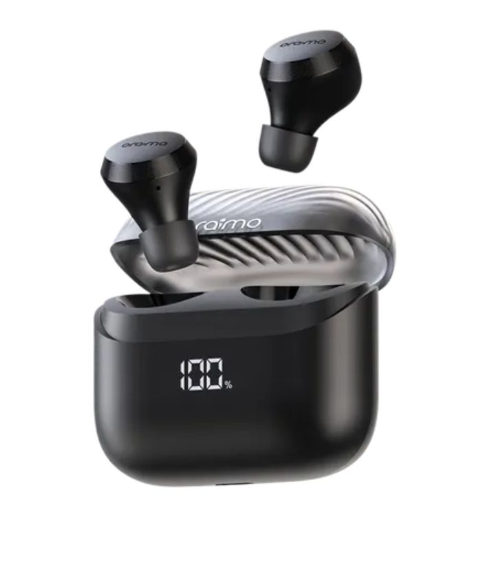 [Brand New] Oraimo AirBuds 4 ENC True Wireless Earbuds Up to 38-hour Playtime Immersive Gaming 4-mic Noise Cancellation in Calls Smart LED Power Display Thumping Bass ANC Earbuds Earphones
