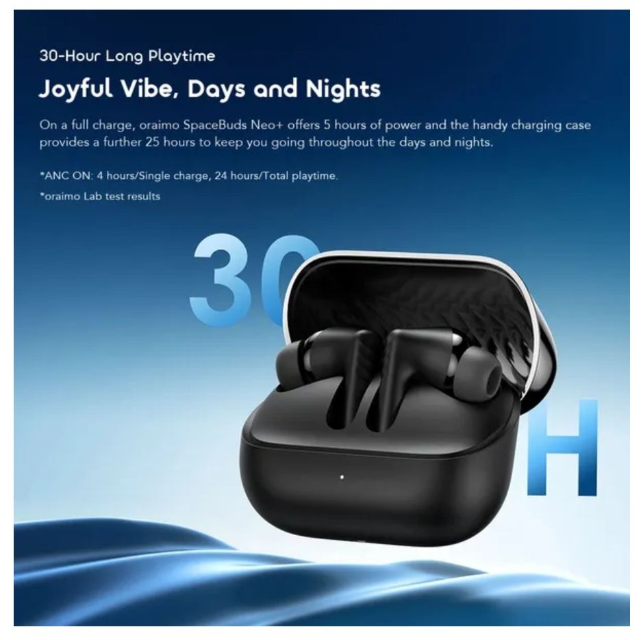 [New Arrival] Oraimo SpaceBuds Neo+ ANC Spatial Audio True Wireless Earphones Elegant Metallic Design Sound360 Spatial Audio 30-Hour Long Playtime 2-Mic Call Noise Cancellation Low-Latency Earbuds