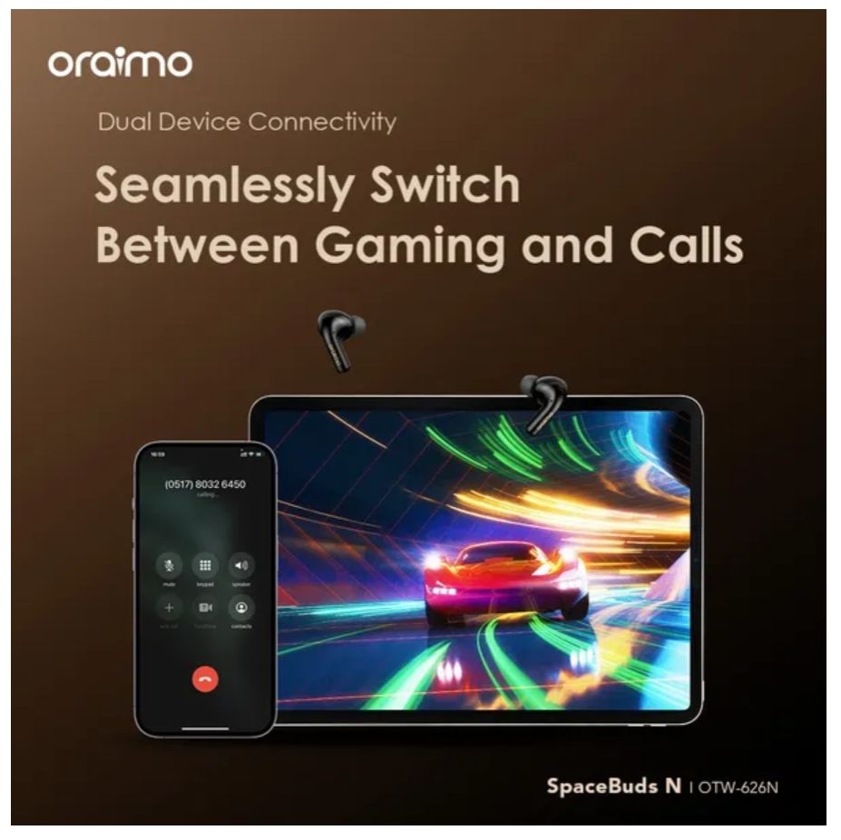 [Brand Deal] Oraimo SpaceBuds N ANC True Wireless Earbuds Active Noise Cancellation Sound360 Spatial Audio HavyBass™ Sound Tuning Up to 38-Hour Long Playtime Dual Device Connectivity IPX5 Earphones
