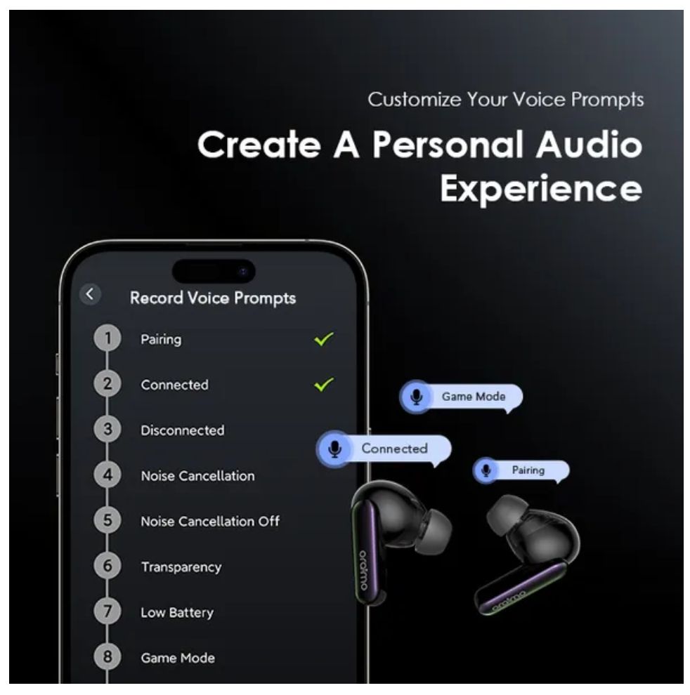 [New Arrival] Oraimo SpaceBuds Hybrid ANC True Wireless Earbuds Customized Voice Prompt 40-Hour Long Playtime Personalized Lighting Effect 50dB Hybrid ANC Noise Cancellation IP54 Earbuds Earphones