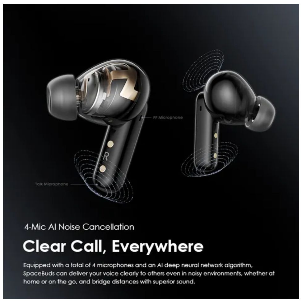 [New Arrival] Oraimo SpaceBuds Hybrid ANC True Wireless Earbuds Customized Voice Prompt 40-Hour Long Playtime Personalized Lighting Effect 50dB Hybrid ANC Noise Cancellation IP54 Earbuds Earphones