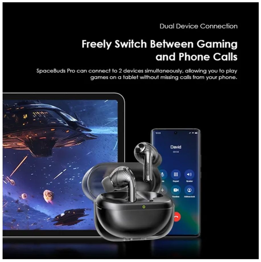 [New Arrival] Oraimo SpaceBuds Pro Hybrid ANC True Wireless Earbuds 50dB Hybrid ANC Noise Cancellation Sound360 Spatial Audio AI Noise Cancellation Dual Device Connection Earbuds Earphones