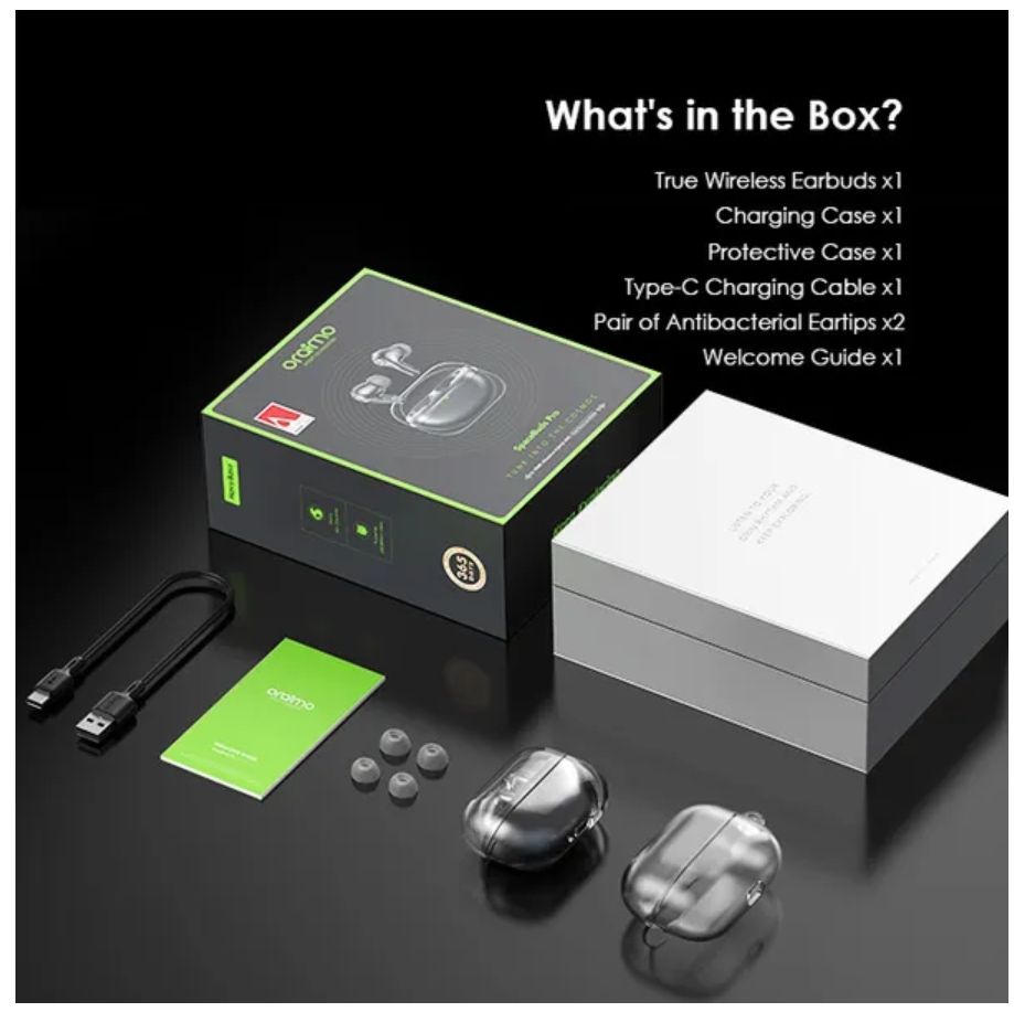 [New Arrival] Oraimo SpaceBuds Pro Hybrid ANC True Wireless Earbuds 50dB Hybrid ANC Noise Cancellation Sound360 Spatial Audio AI Noise Cancellation Dual Device Connection Earbuds Earphones