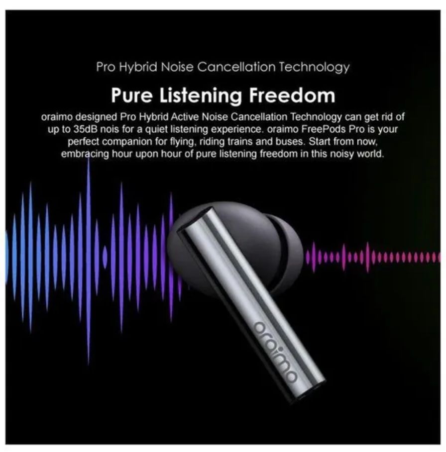 [New Arrival] Oraimo FreePods Pro ANC True Wireless Earbuds 45dB ANC Noise Cancellation 4-mic ENC HD Voice in Calls Dual Device Connection Earbuds Earphones
