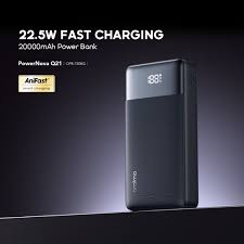 ORAIMO Power Nova 20000mAh Power Bank 22.5W Two-Way Fast Recharging,Real time Smart Display. Charges your Phone To 60% in 30 Minutes.3 Device Charging 1 USB TYPE C-TYPE C, 2USB A OUTPUTS. Input Type C