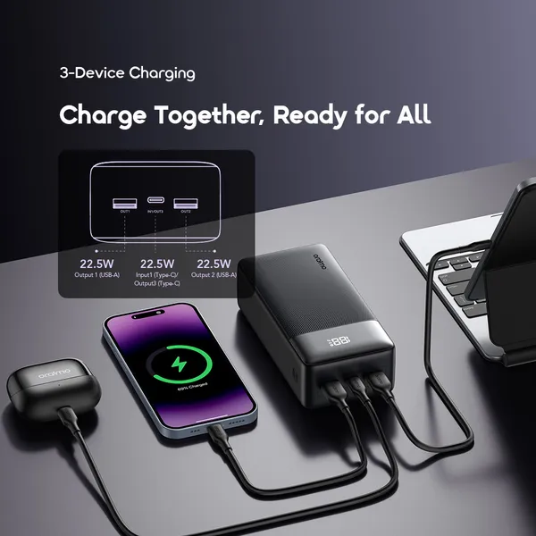 oraimo Power Bank PowerNova QF1 27000mAh 22.5W Two-Way Fast Recharging Charge Phone to 60% in 30 Mins, Smart Digital Display.