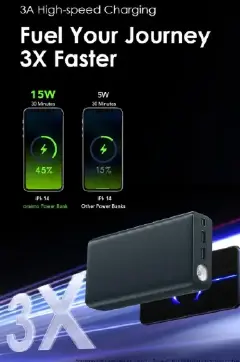 Oraimo Power Bank  30000mAh Powerbox 300 Lit  15W Type-C IN & OUT 3A Fast Charging (111Wh),Multi-Protection Safety System.