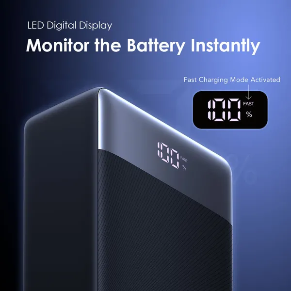 Oraimo  Power Bank PowerBox 400 Vision OPB-7400Q 22.5W 40,000mAh 4 Output & 2 input Ports & LED Display-40,000mAh ,Fully charge phone up to 8 times.
