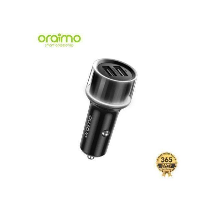 Oraimo OCC-1152D Dual USB Fast Car Charger, 15.5W with 3-in-1 Charging Cable – Fast Car Charging Adapter, Tangle-Free Cable, LED Indicator, Lightweight Design