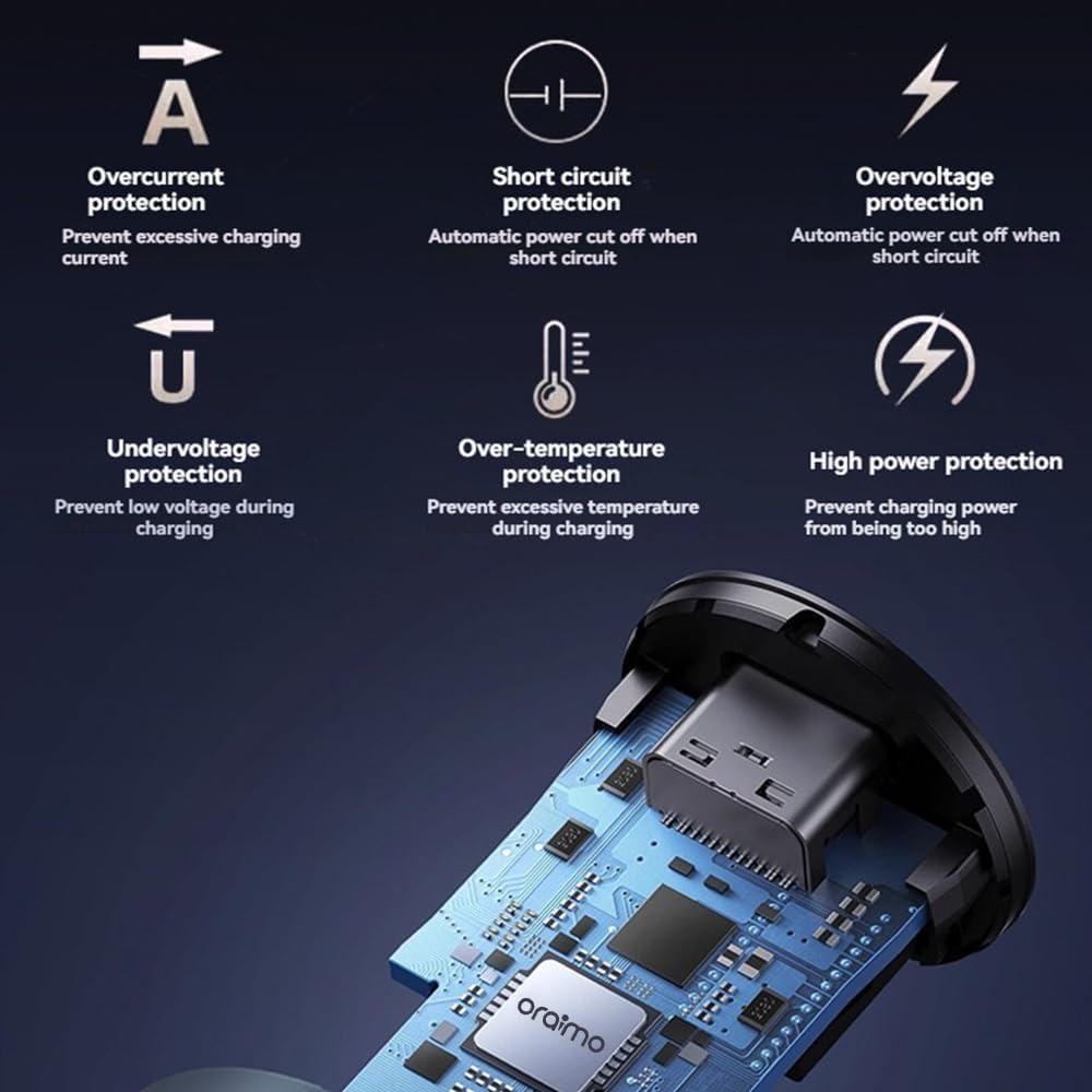 Oraimo OCC-1152D Dual USB Fast Car Charger, 15.5W with 3-in-1 Charging Cable – Fast Car Charging Adapter, Tangle-Free Cable, LED Indicator, Lightweight Design