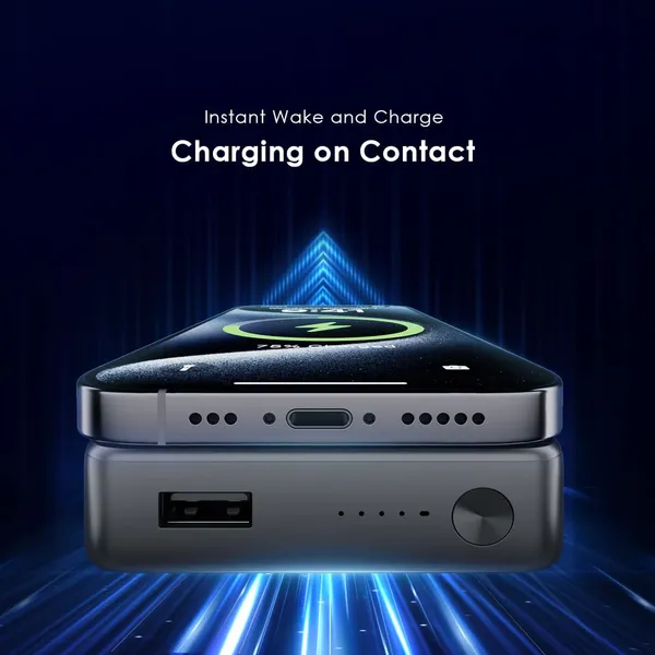 oraimo Wireless and Wired Power Bank MagPower 15 10000mAh,3-Device Charging, 10N Strong Magnetic Attachment,15W Wireless Charge,Foldable Stand,Wide Compatibility,V0 Fireproof Material.