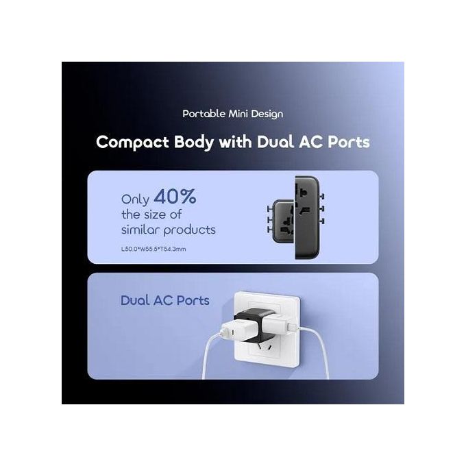 ORAIMO Multi-Plug Power Omni 251 2500W Travel Converter, Portable Mini Design, Dual Fuses & Multiple Protection