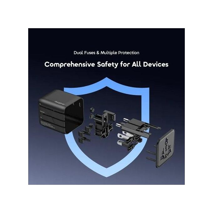 ORAIMO Multi-Plug Power Omni 251 2500W Travel Converter, Portable Mini Design, Dual Fuses & Multiple Protection