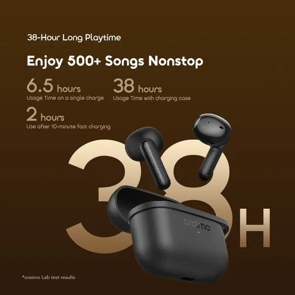 Oraimo Wireless Earbuds OTW-324S SpaceBuds Air  with Half-In-Ear Comfort and 38-Hour Playtime,Free Anti-Lost Lanyard Included.