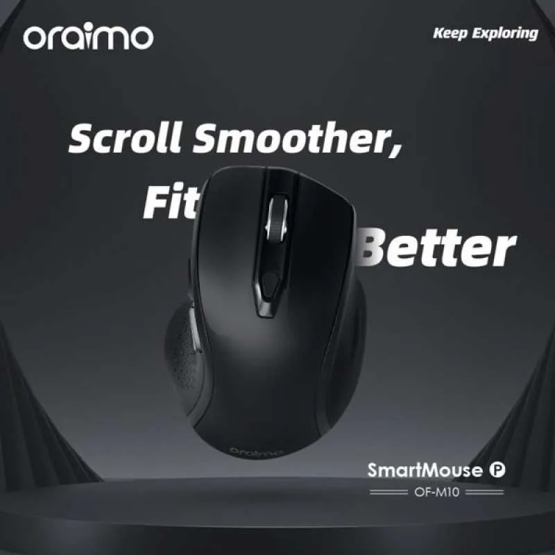 Oraimo Smart Mouse  OF-M10 – Wireless Mouse With Ergonomic Design, Silent Clicks, Long Battery Life, Plug & Play,1200 DPI optical sensor,Compatibility: Windows, macOS, and Linux