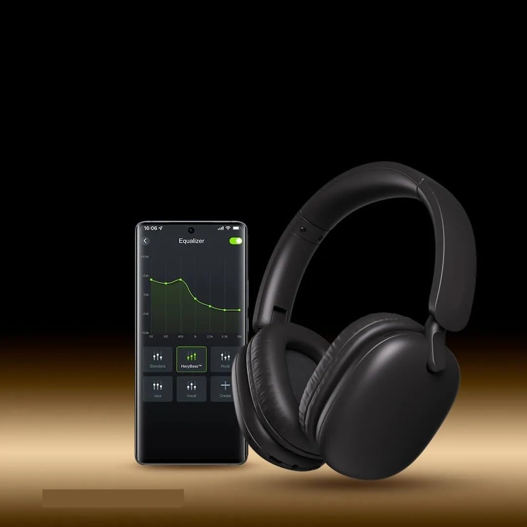 Oraimo BoomPop Lite ENC Over-Ear Wireless Headphones,60-Hour Long Playtime,Charge 10 Mins, Play 600 Mins,Sound360 Spatial Audio,Portable & Foldable Dual-device Connectivity